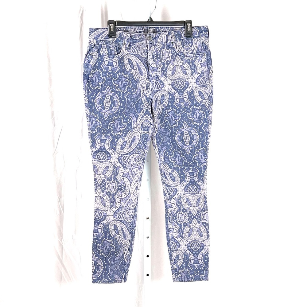 NYDJ for Chico’s blue paisley skinny jeans 10 746